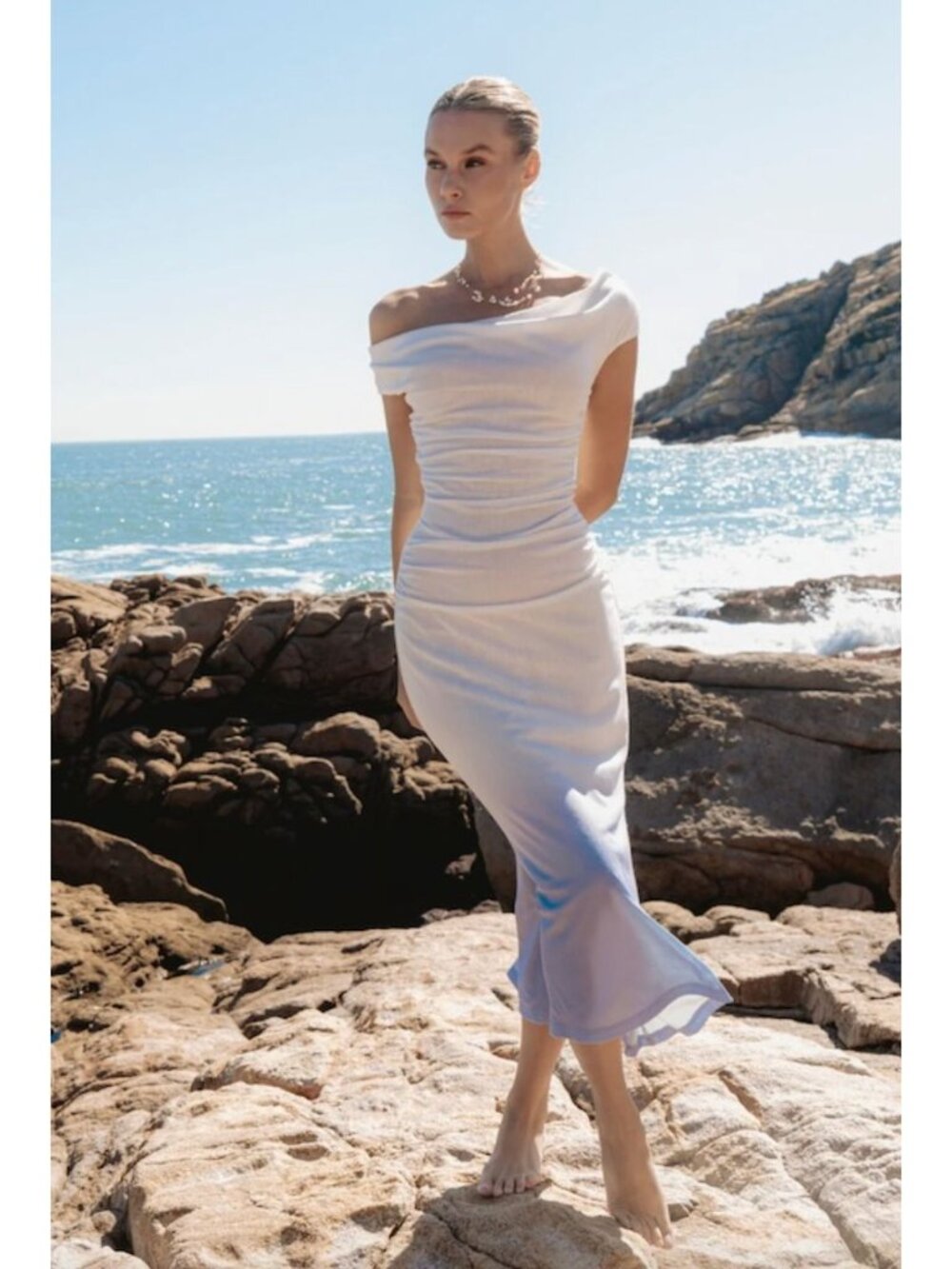 Sau Lee Diana Knit Midi Dress Sky Ombre Womens Size 6
